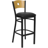 hercules series black circle back metal restaurant barstool natural wood back