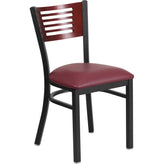 hercules series black slat back metal restaurant chair