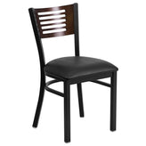 hercules series black slat back metal restaurant chair