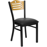 hercules series black slat back metal restaurant chair