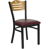 hercules series black slat back metal restaurant chair