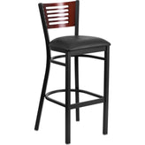 hercules series black slat back metal restaurant barstool