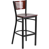 hercules series black slat back metal restaurant barstool