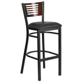 hercules series black slat back metal restaurant barstool