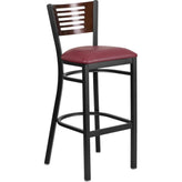 hercules series black slat back metal restaurant barstool