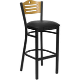 hercules series black slat back metal restaurant barstool