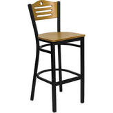 hercules series black slat back metal restaurant barstool