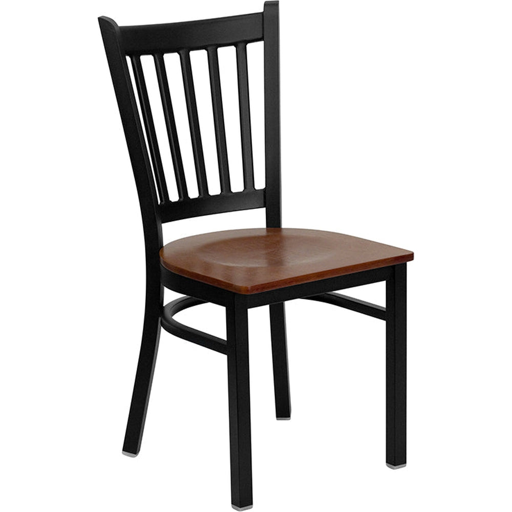 hercules series black vertical back metal restaurant chair