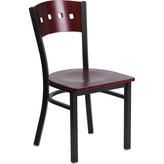 hercules series black 4 square back metal restaurant chair mahogany wood back