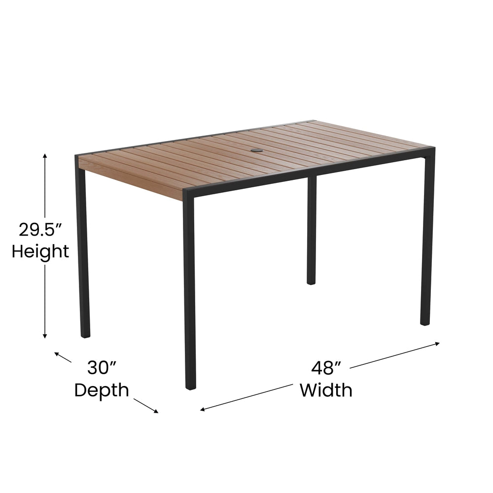 outdoor dining table with synthetic teak poly slats 30 x 48