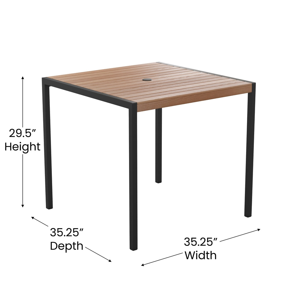 outdoor dining table with synthetic teak poly slats 30 x 48