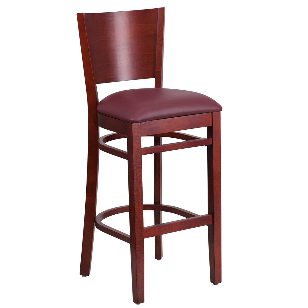 lacey series solid back wood bar stool