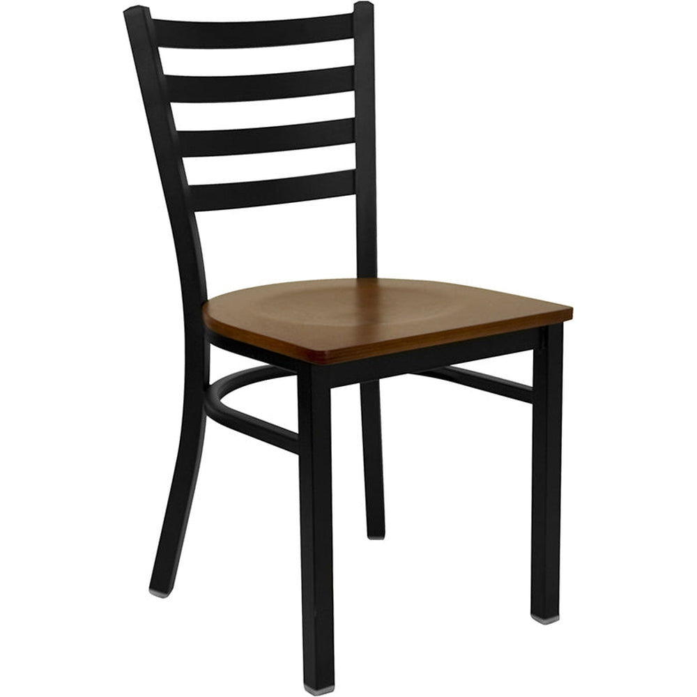 hercules series black ladder back metal restaurant chair