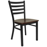 hercules series black ladder back metal restaurant chair