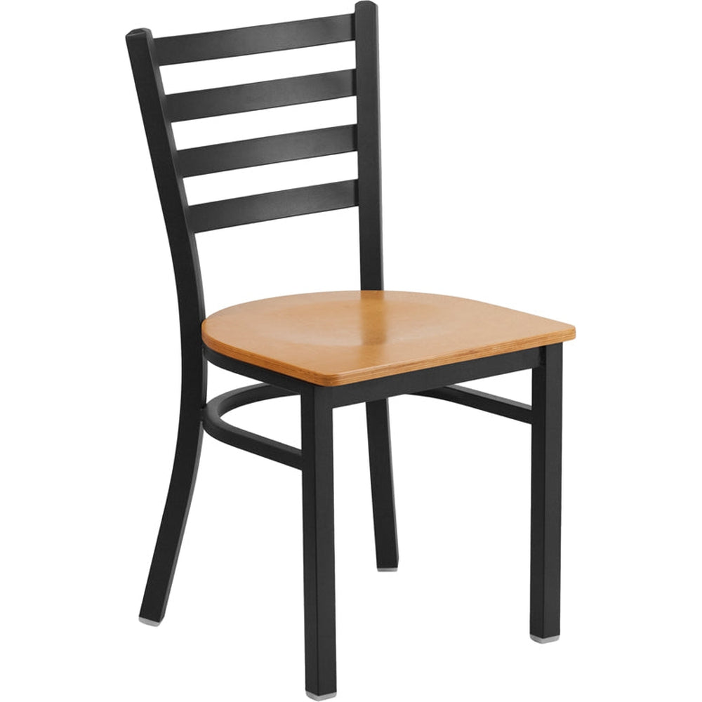 hercules series black ladder back metal restaurant chair