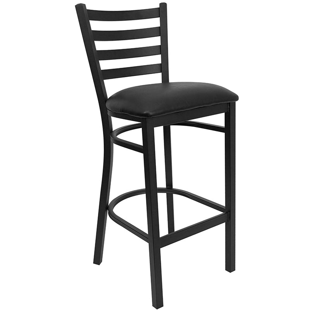 hercules series black ladder back metal restaurant barstool