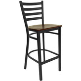 hercules series black ladder back metal restaurant barstool