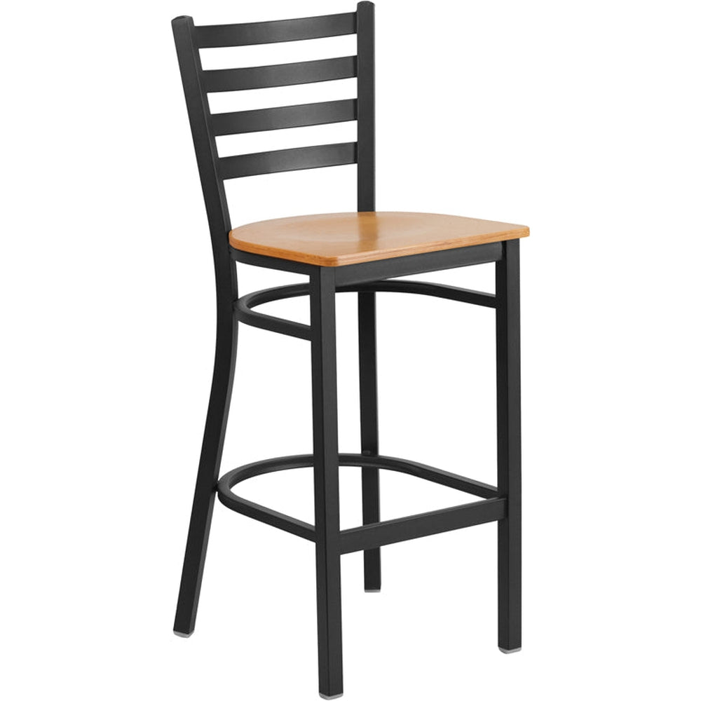 hercules series black ladder back metal restaurant barstool