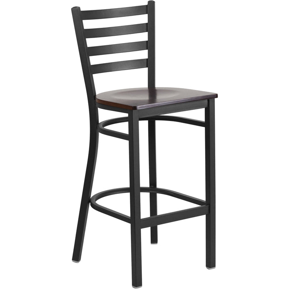 hercules series black ladder back metal restaurant barstool