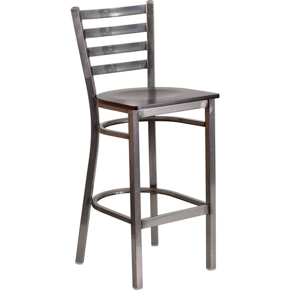 hercules series clear coated ladder back metal restaurant barstool