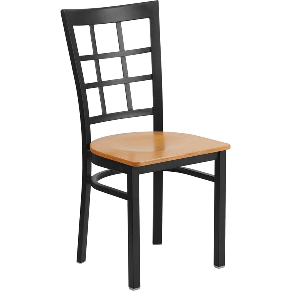 hercules series black window back metal restaurant chair