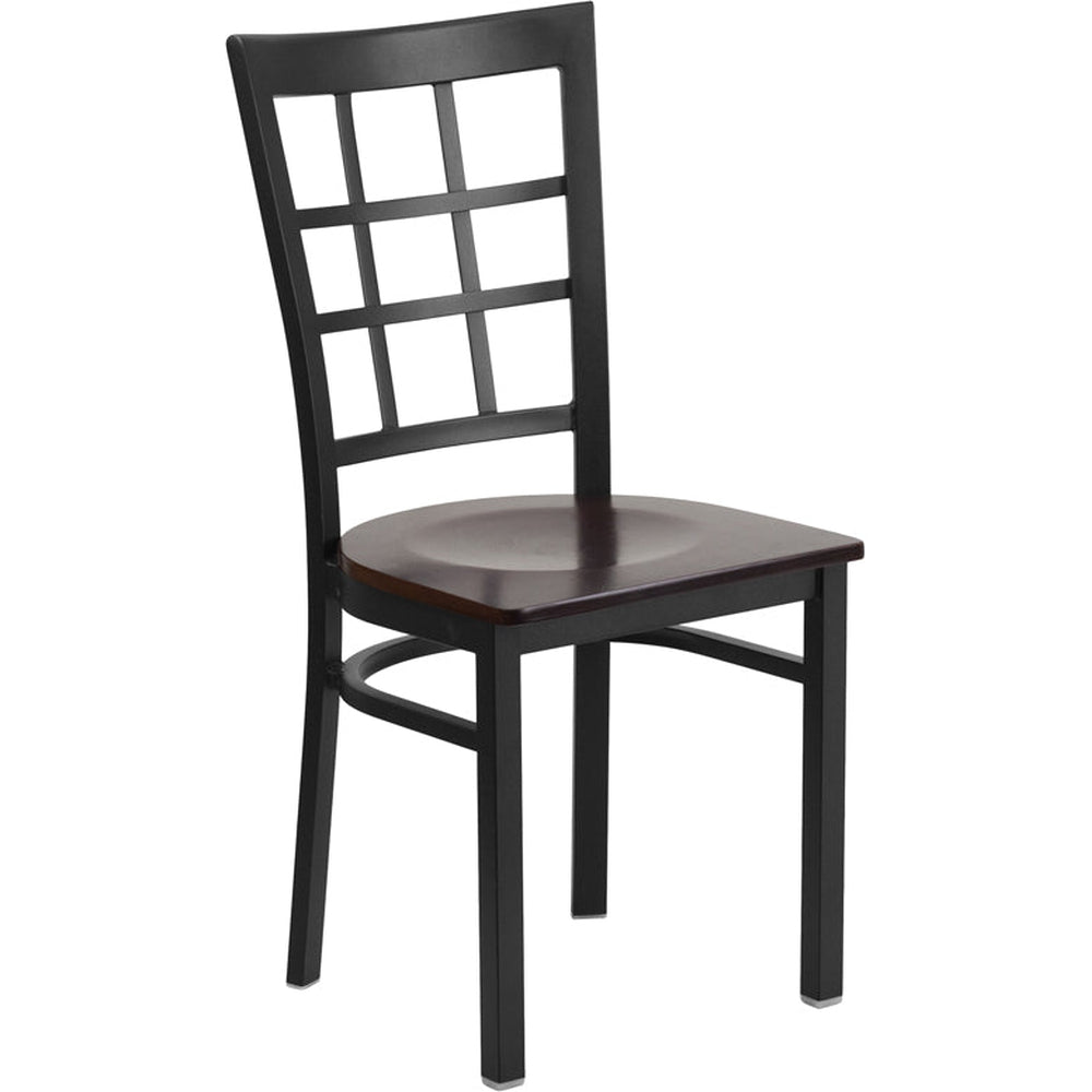 hercules series black window back metal restaurant chair