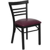 hercules series black three slat ladder back metal restaurant chair