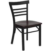 hercules series black three slat ladder back metal restaurant chair