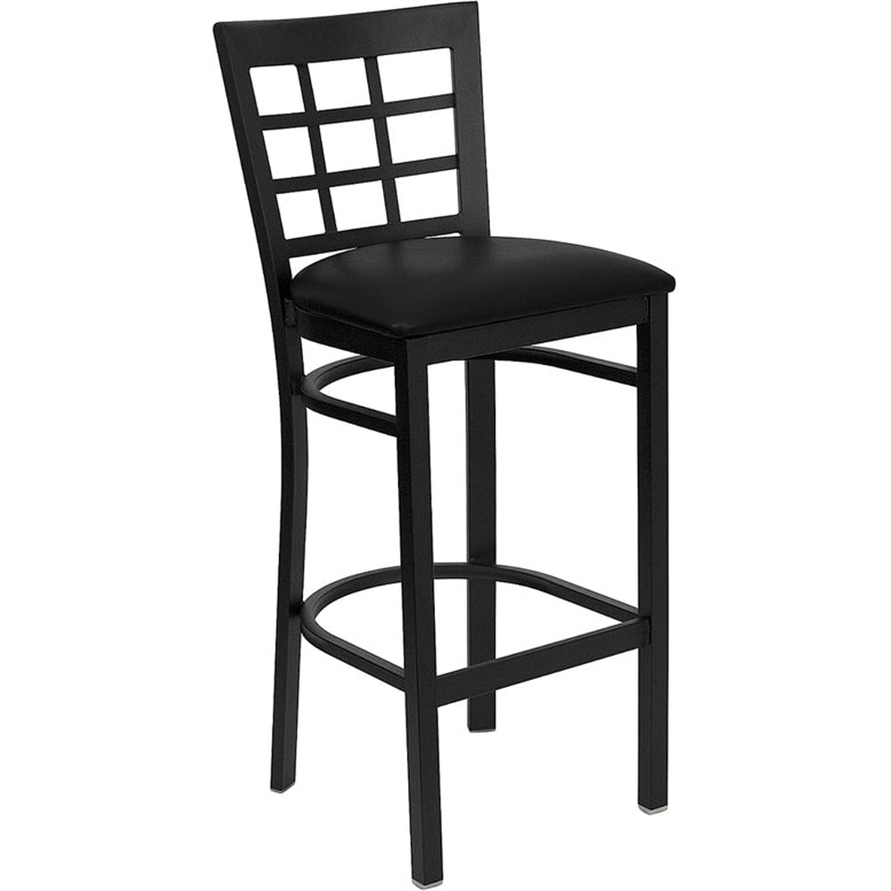 hercules series black window back metal restaurant barstool