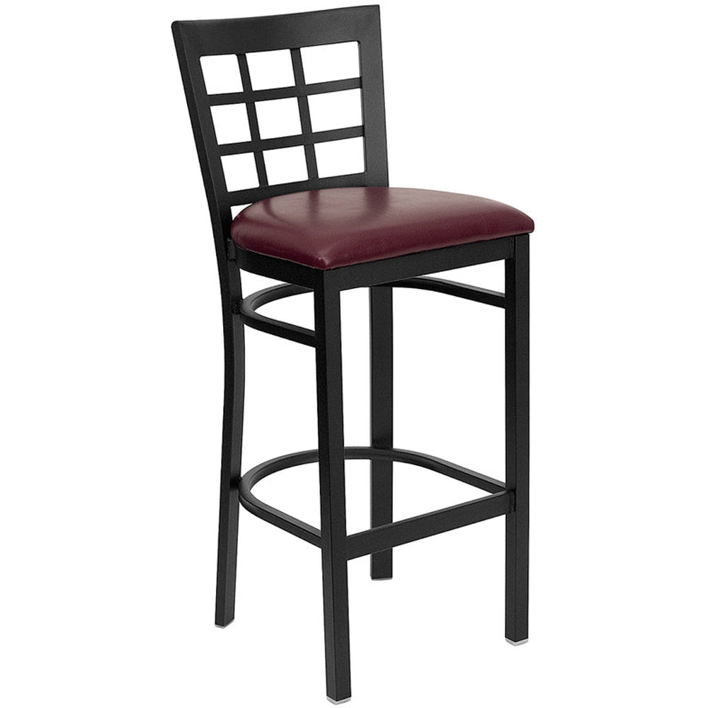 hercules series black window back metal restaurant barstool