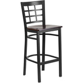 hercules series black window back metal restaurant barstool