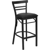 hercules series black two slat ladder back metal restaurant barstool