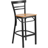 hercules series black two slat ladder back metal restaurant barstool