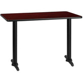 30inch x 42inch rectangular laminate table top with 5inch x 22inch table bases