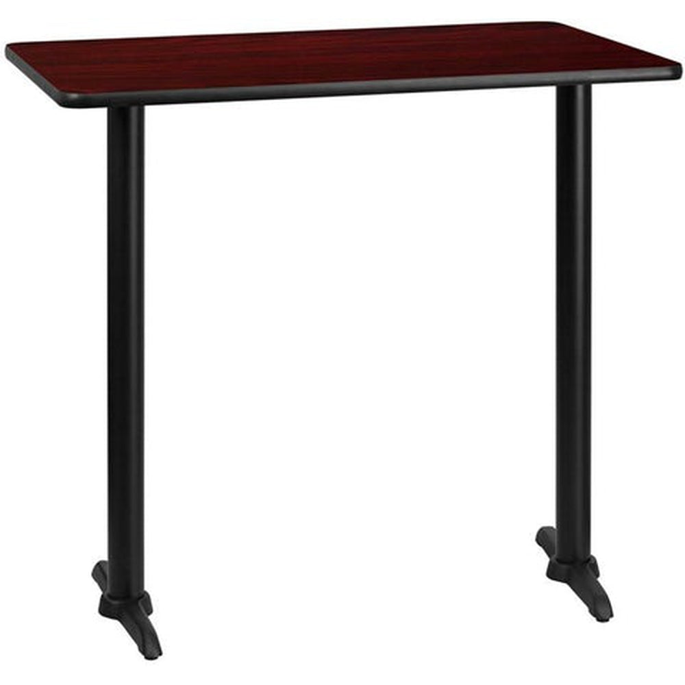 30inch x 60inch rectangular black laminate table top with 22inch x 22inch table bases