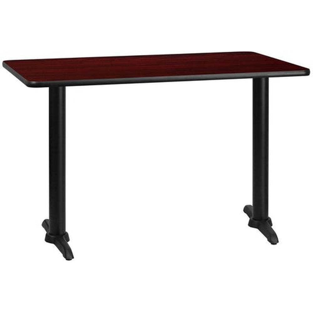 30inch x 48inch rectangular laminate table top with 5inch x 22inch table base