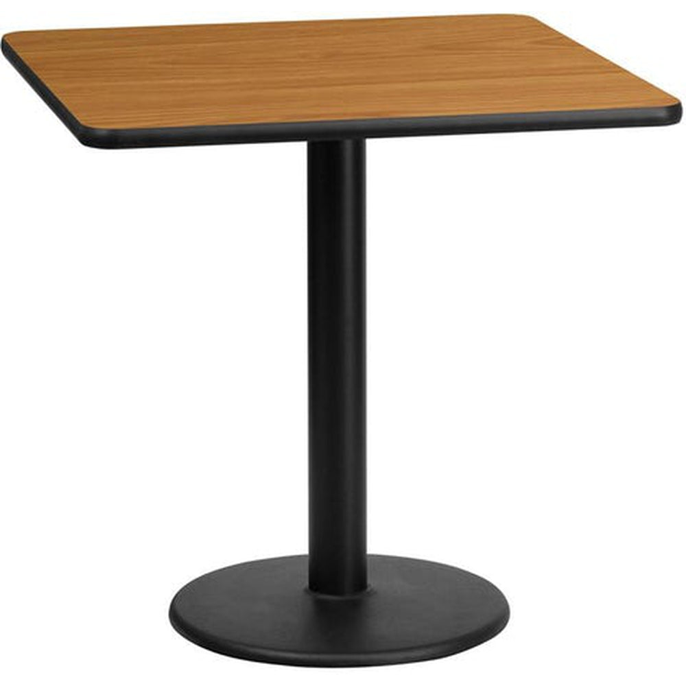 24inch x 30inch rectangular laminate table top with 18inch round table base