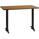 30inch x 42inch rectangular laminate table top with 5inch x 22inch table bases