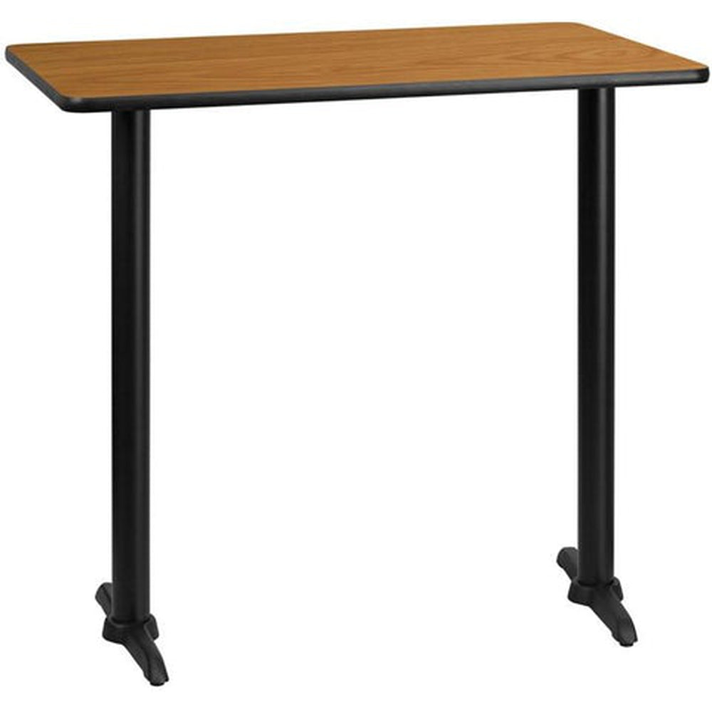 30inch x 60inch rectangular black laminate table top with 22inch x 22inch table bases