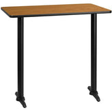 30inch x 42inch rectangular laminate table top with 5inch x 22inch table bases