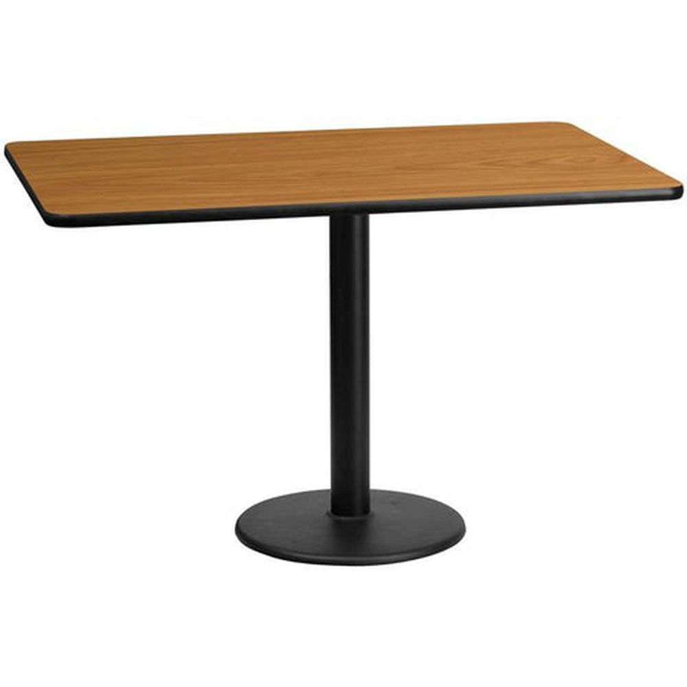 30 x 60 rectangular black laminate table top with 18 round table height bases