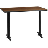 30inch x 42inch rectangular laminate table top with 5inch x 22inch table bases