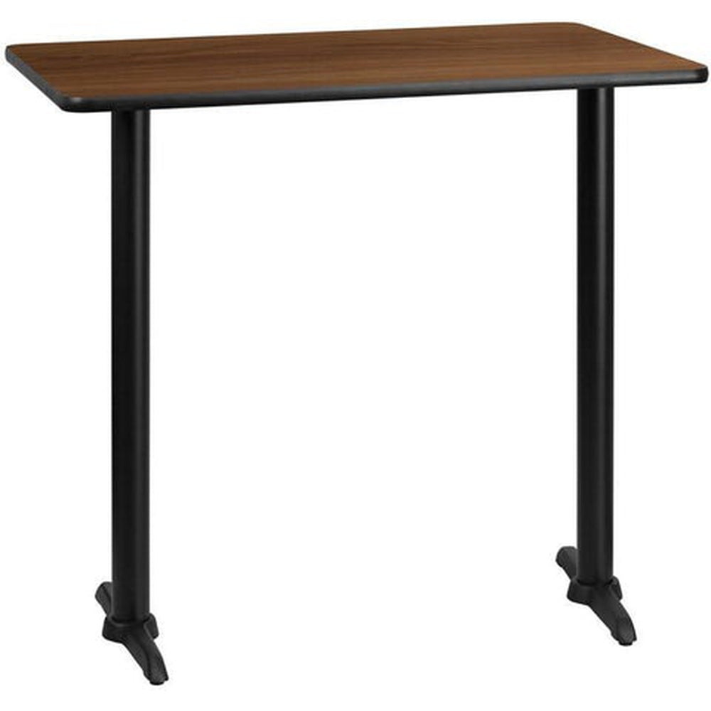 30inch x 60inch rectangular black laminate table top with 22inch x 22inch table bases