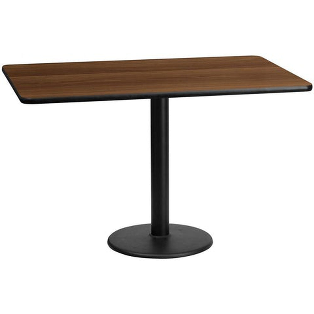 30 x 60 rectangular black laminate table top with 18 round table height bases