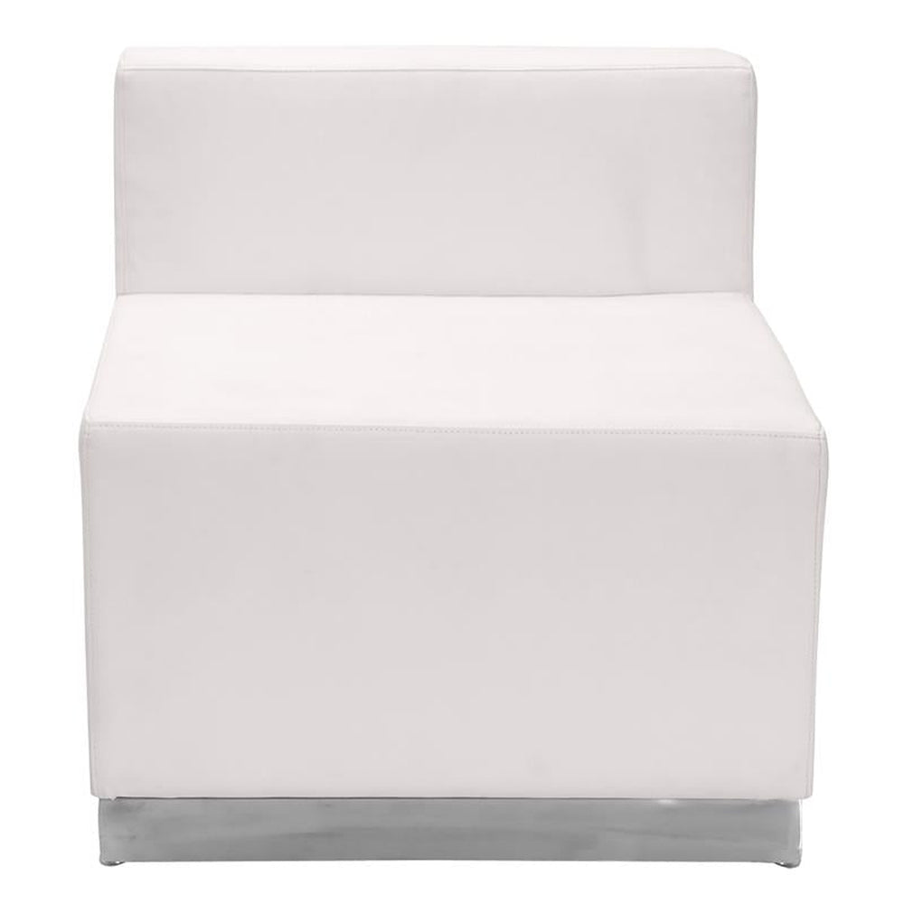 HERCULES Alon Series Melrose White LeatherSoft Chair with Brushed Stainless Steel Base