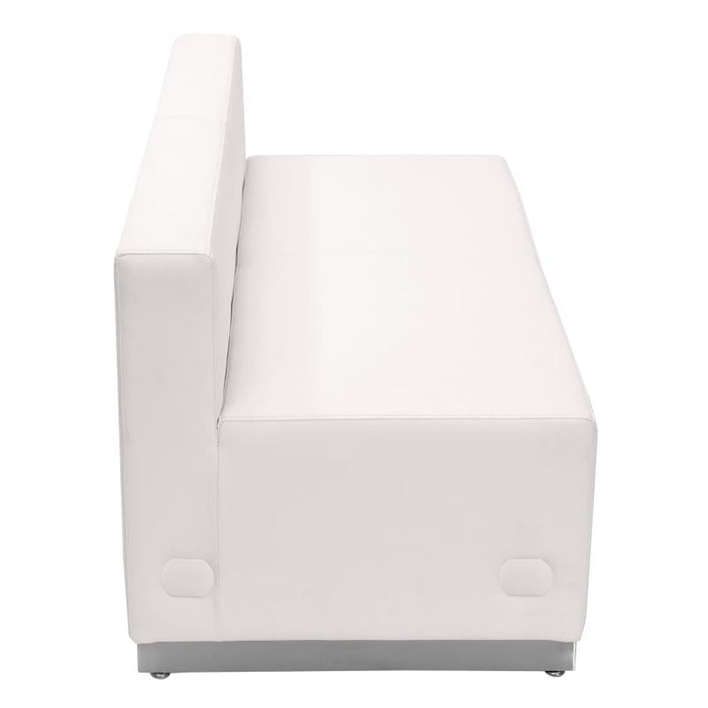 HERCULES Alon Series Melrose White LeatherSoft Loveseat with Brushed Stainless Steel Base