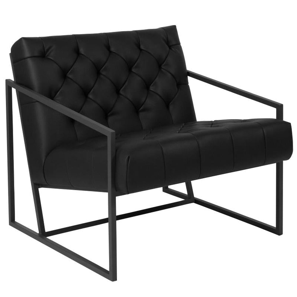 HERCULES Madison Series Black LeatherSoft Tufted Lounge Chair