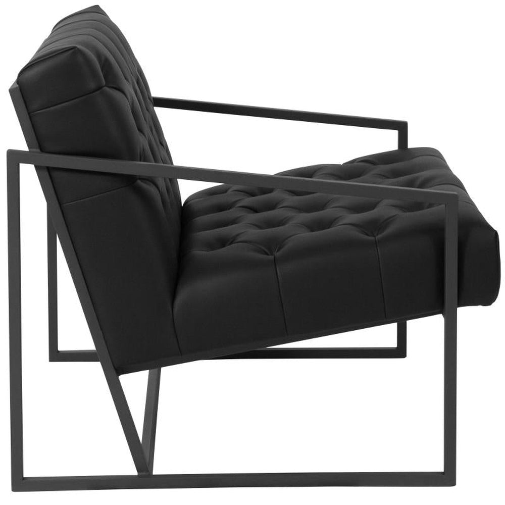 HERCULES Madison Series Black LeatherSoft Tufted Lounge Chair