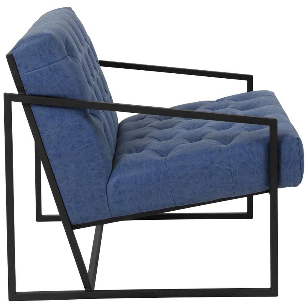 HERCULES Madison Series Retro Blue LeatherSoft Tufted Lounge Chair