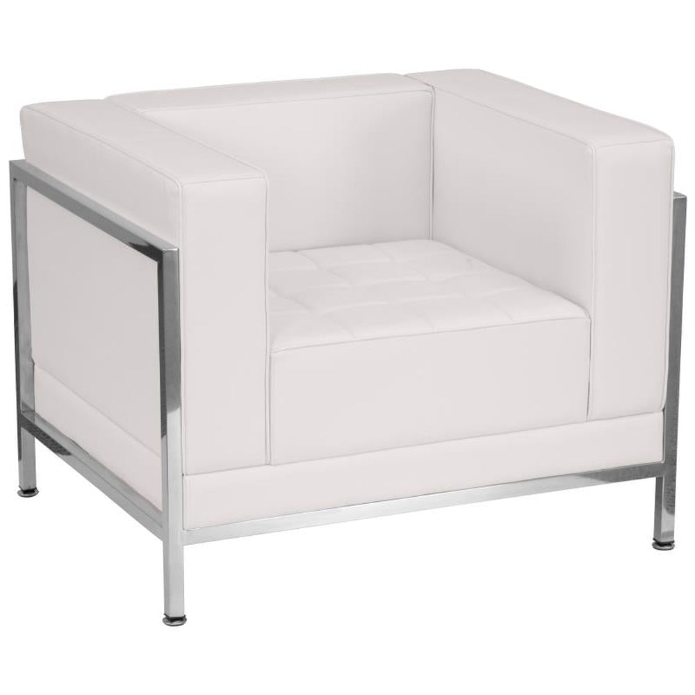 HERCULES Imagination Series Contemporary Melrose White LeatherSoft Chair with Encasing Frame